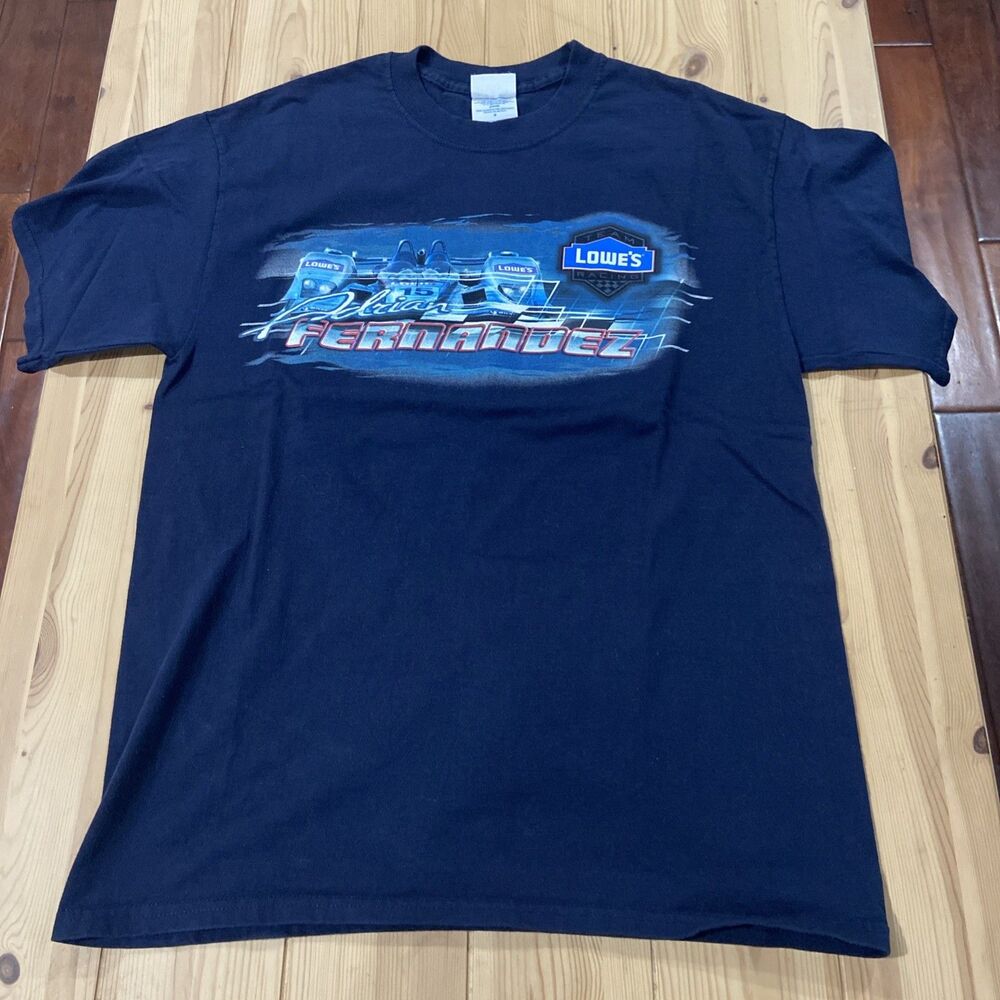 Vintage Adrian Fernandez Acura Lowes Team Racing Shirt Large Navy Blue